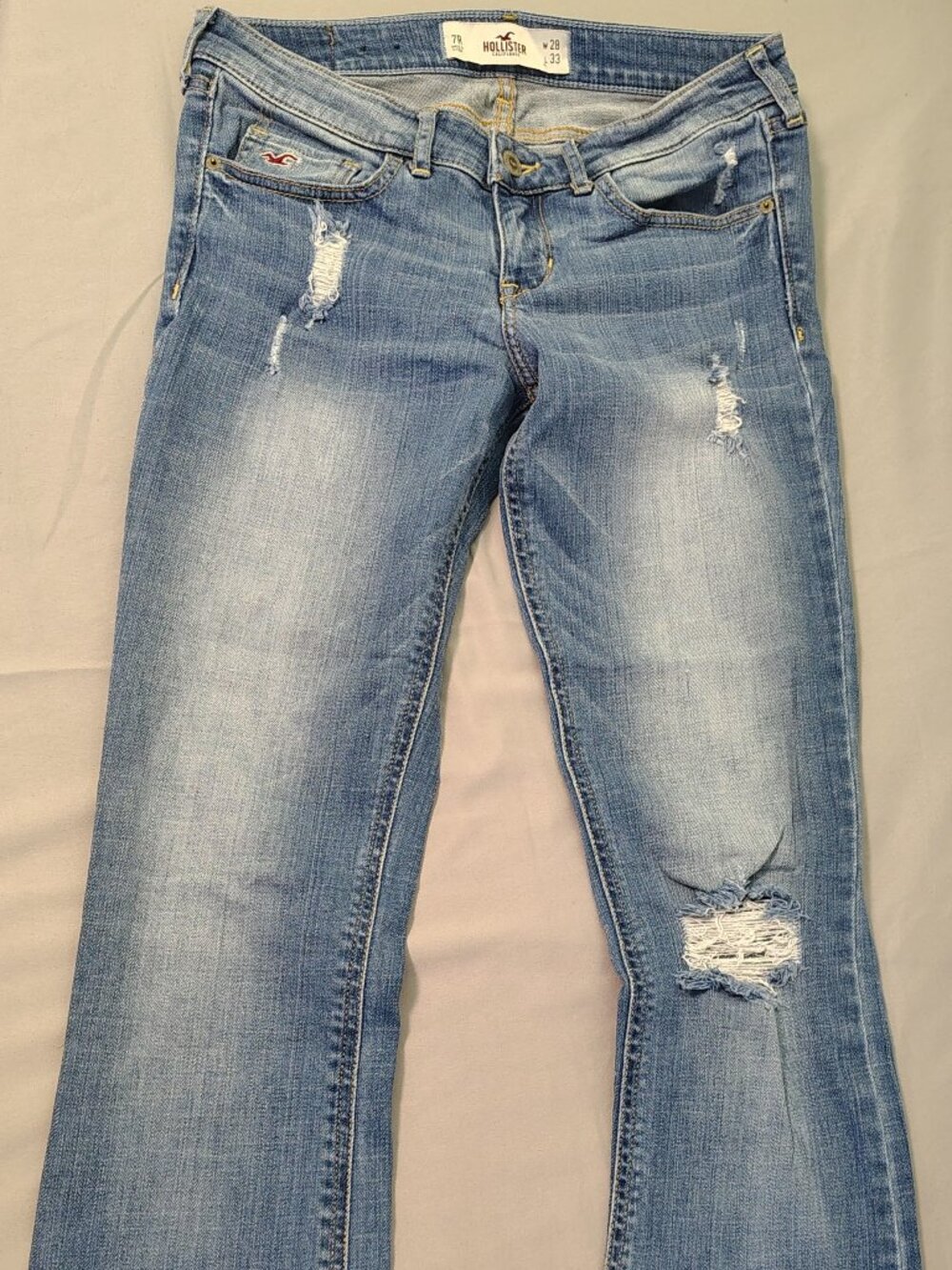 Y2K Distressed Hollister Blue Flared Jeans